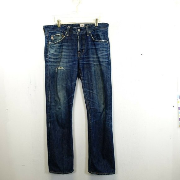 Adriano Goldschmied Jeans Mens 31 Cotton Denim Straight Distressed 34x29 - Picture 1 of 12